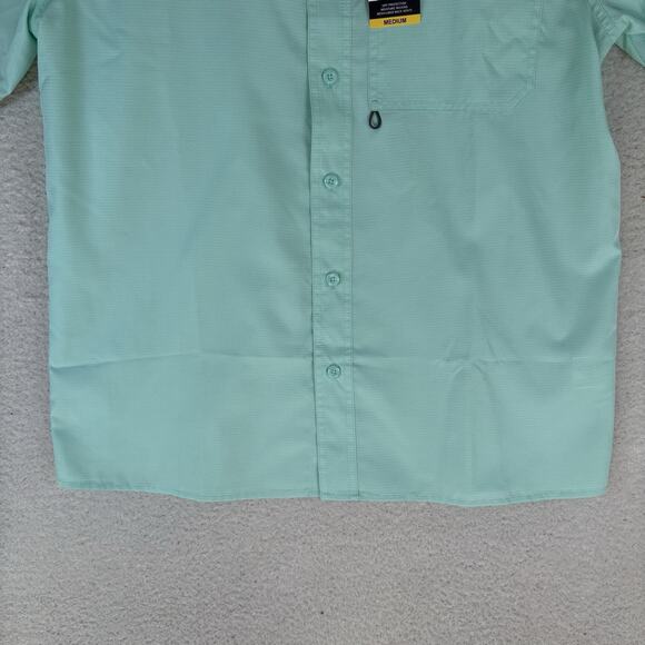 Eddie Bauer Tech Woven Shirt Mens Medium Teal Blue Short Sleeve Fishing Vented - Picture 3 of 16